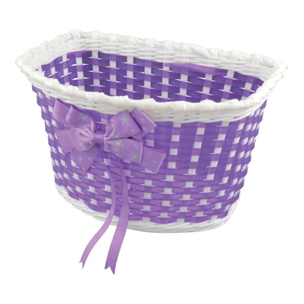 Picture of Kids’ Bicycle Front Basket – Purple With Ribbon Bow